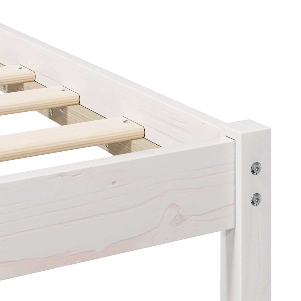 vidaXL Ramka łóżka Z zagłówkiem Biały 120 x 200 cm Lite drewno sosnowe