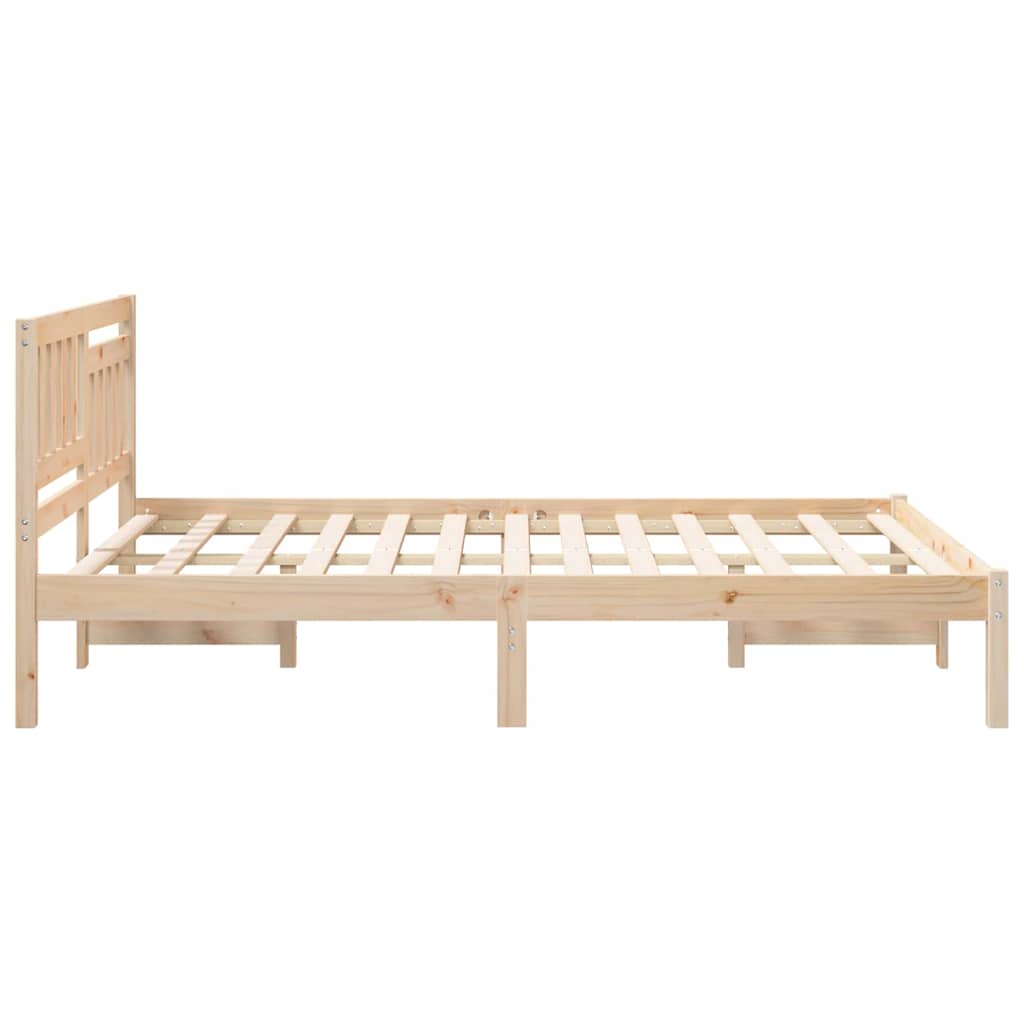 vidaXL Ramka łóżka Brązowy 140 x 190 cm Lite drewno sosnowe