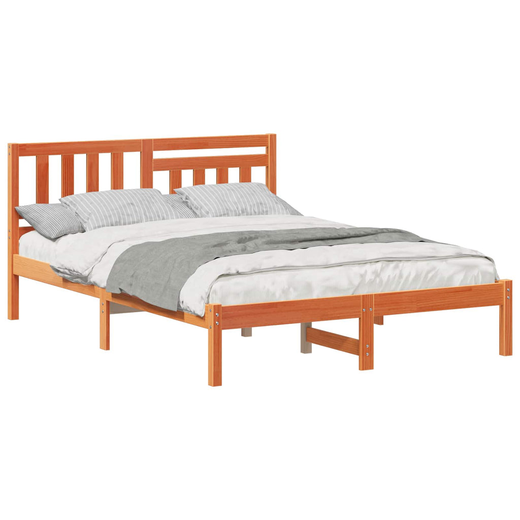 vidaXL Ramka łóżka Woskowy Brąz 140 x 190 cm Lite drewno sosnowe