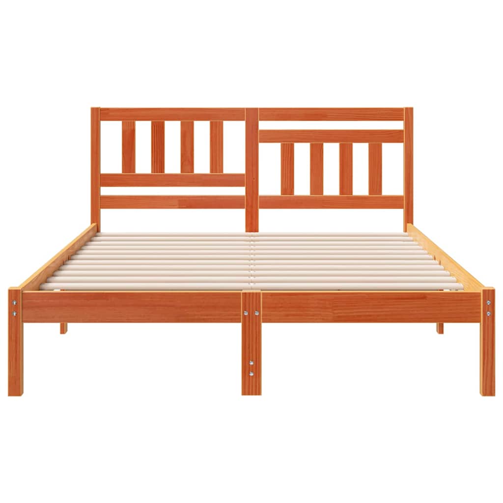 vidaXL Ramka łóżka Woskowy Brąz 140 x 190 cm Lite drewno sosnowe