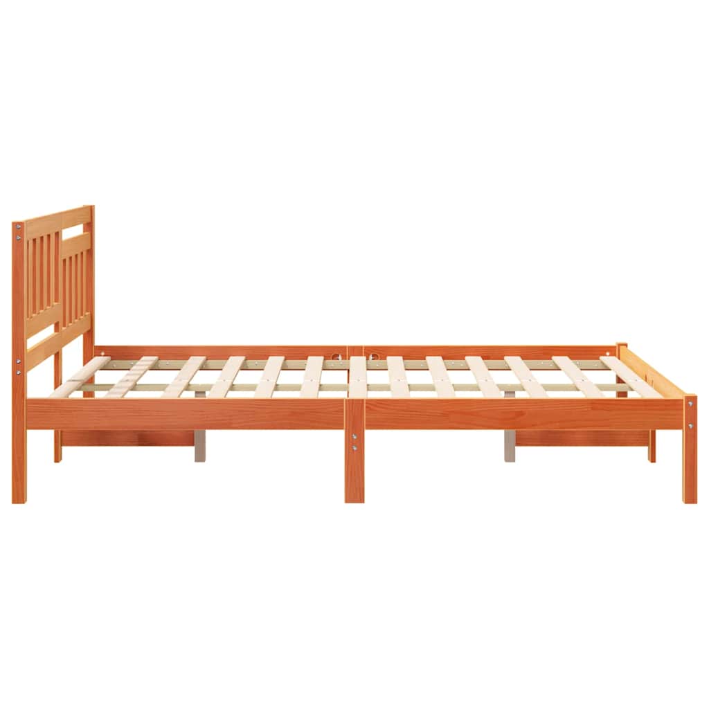 vidaXL Ramka łóżka Woskowy Brąz 140 x 190 cm Lite drewno sosnowe