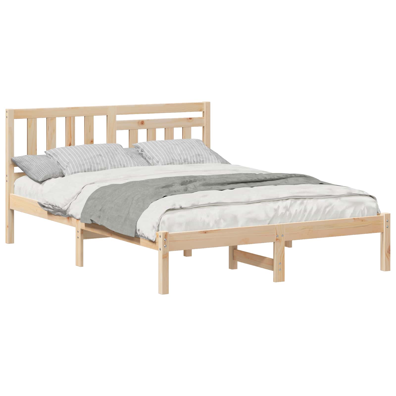 vidaXL Ramka łóżka Brązowy 135 x 190 cm Lite drewno sosnowe