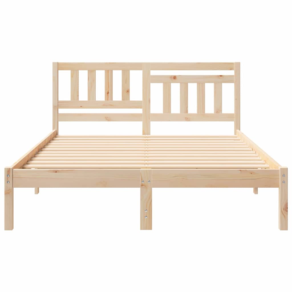 vidaXL Ramka łóżka Brązowy 135 x 190 cm Lite drewno sosnowe