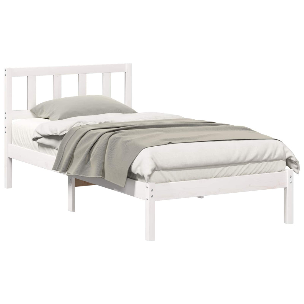 vidaXL Ramka łóżka Z zagłówkiem Biały 80 x 200 cm Lite drewno sosnowe