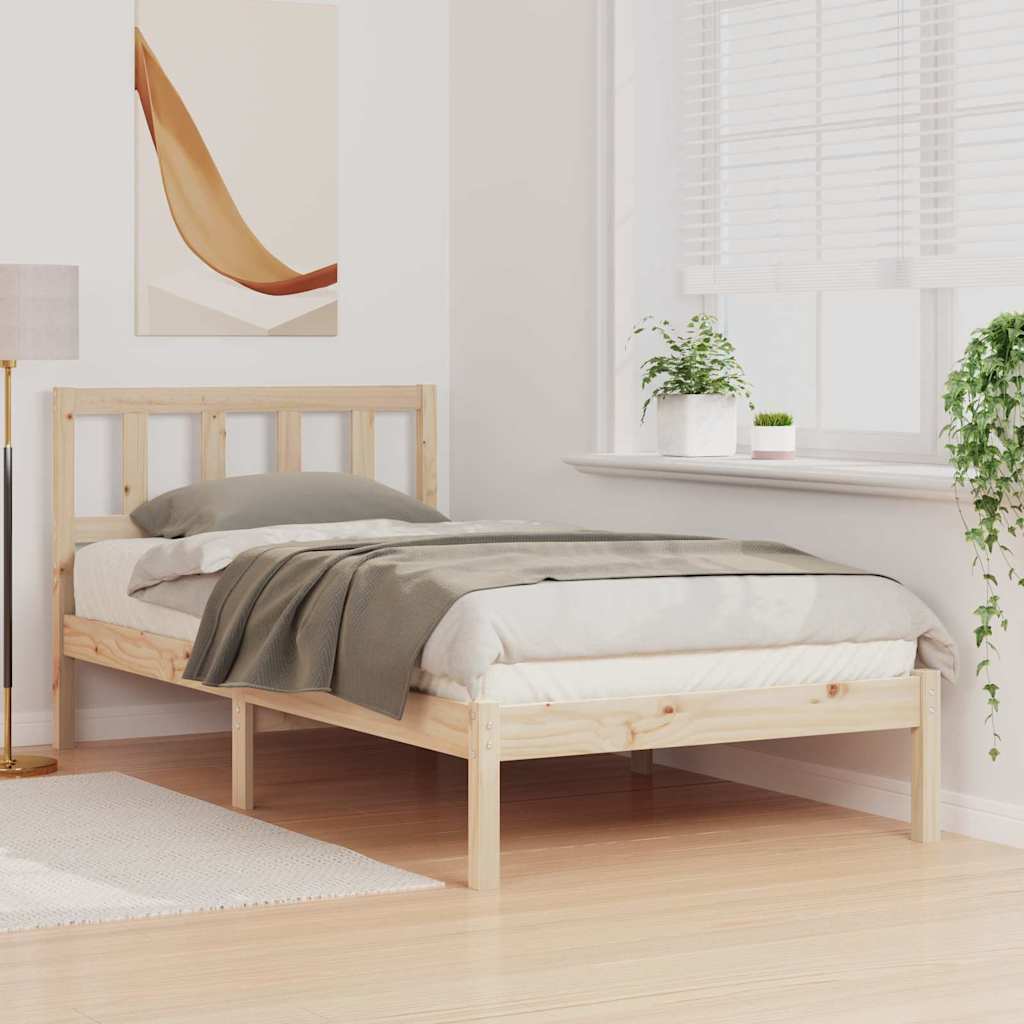 vidaXL Ramka łóżka Brązowy 90 x 200 cm Lite drewno sosnowe