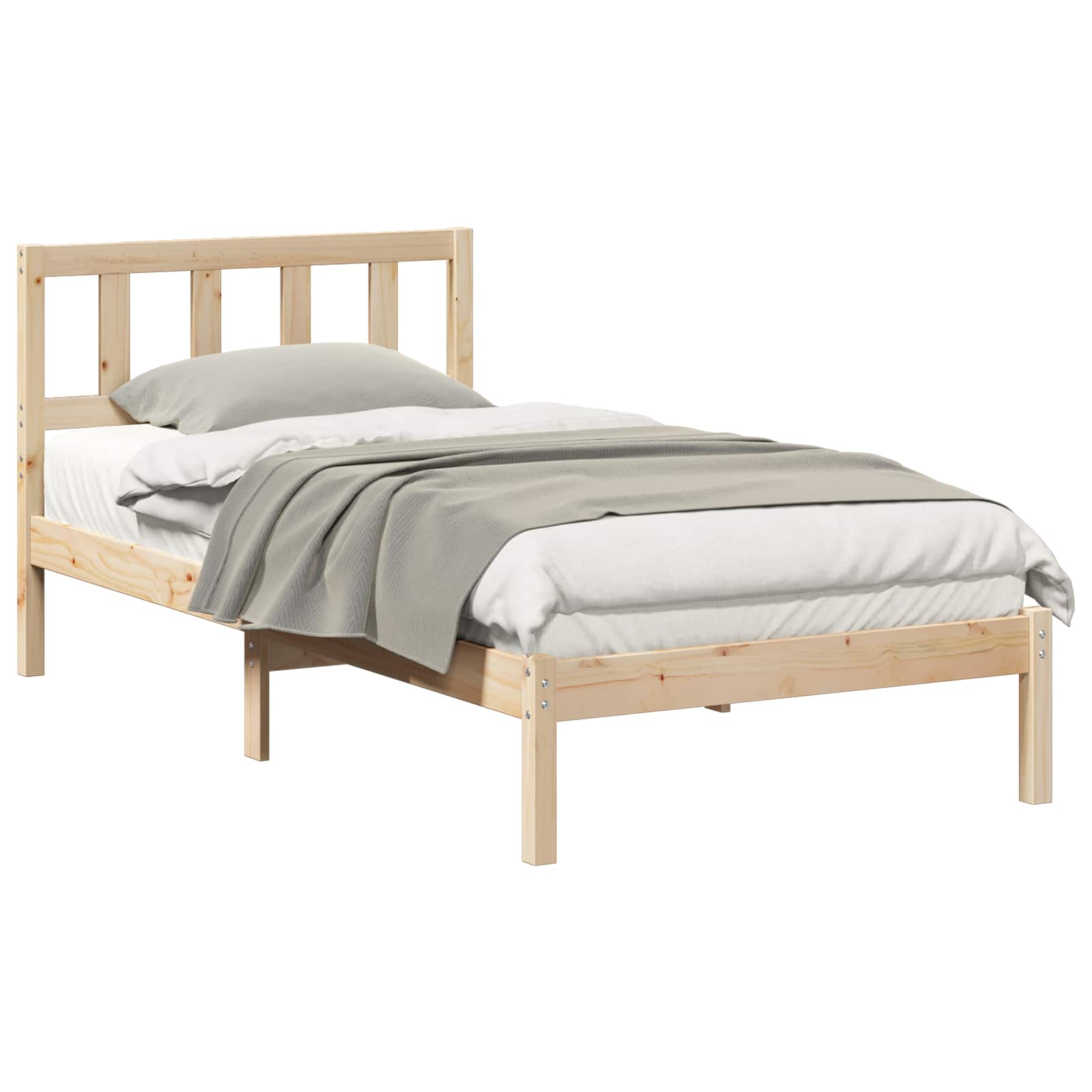 vidaXL Ramka łóżka Brązowy 90 x 200 cm Lite drewno sosnowe