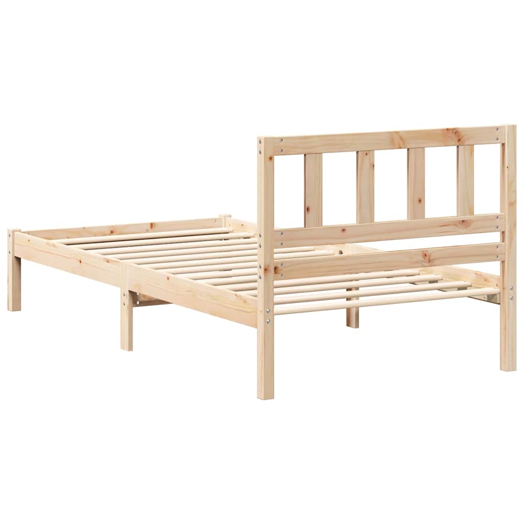 vidaXL Ramka łóżka Brązowy 90 x 200 cm Lite drewno sosnowe