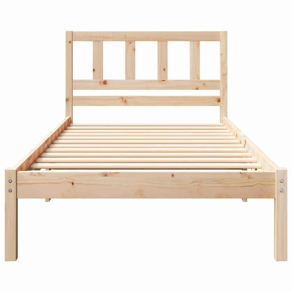vidaXL Ramka łóżka Brązowy 90 x 200 cm Lite drewno sosnowe