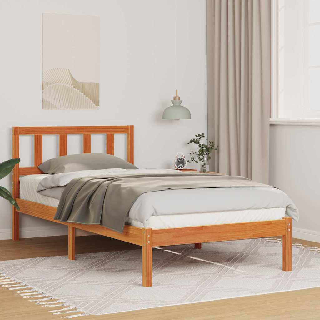 vidaXL Ramka łóżka Woskowy Brąz 90 x 200 cm Lite drewno sosnowe