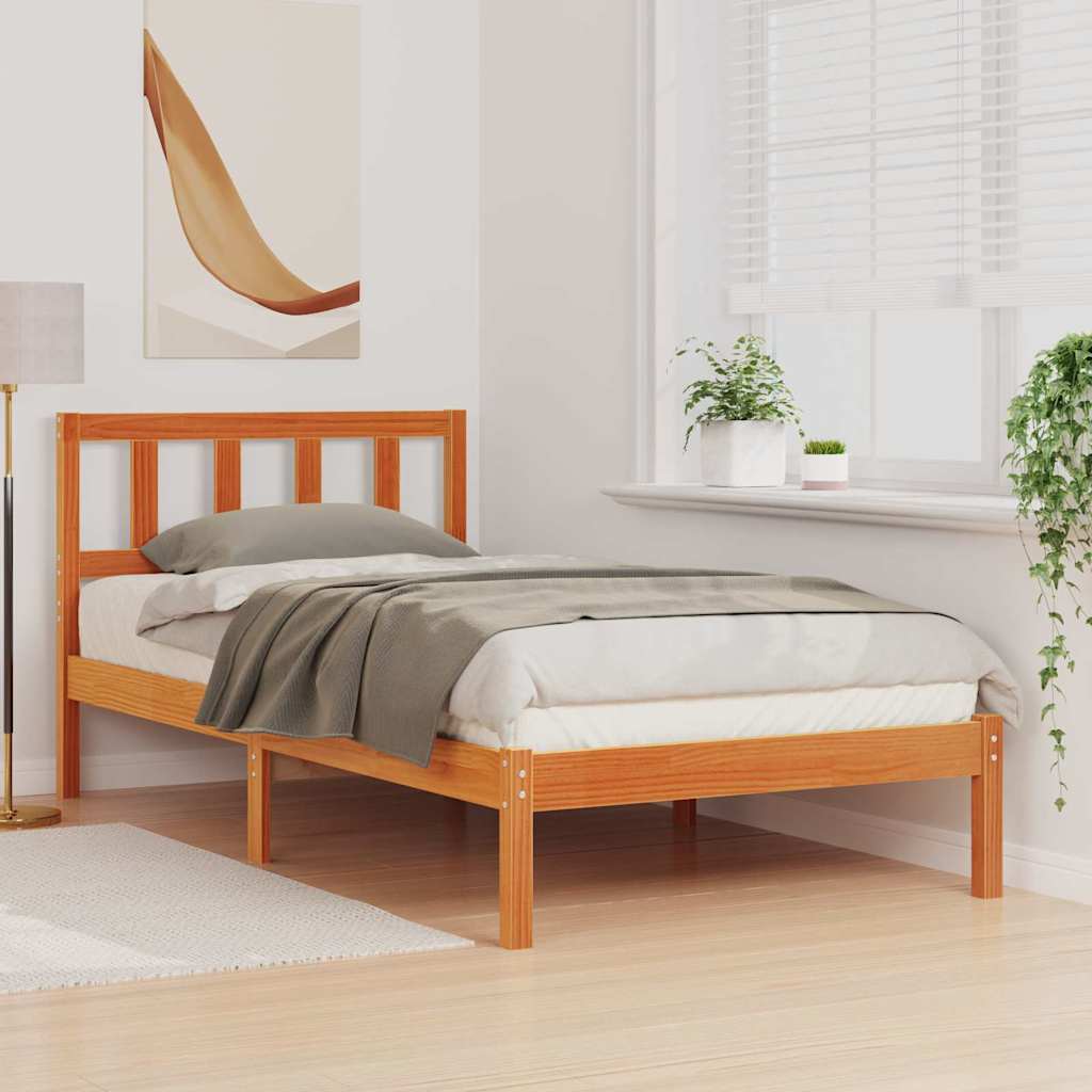 vidaXL Ramka łóżka Woskowy Brąz 90 x 200 cm Lite drewno sosnowe
