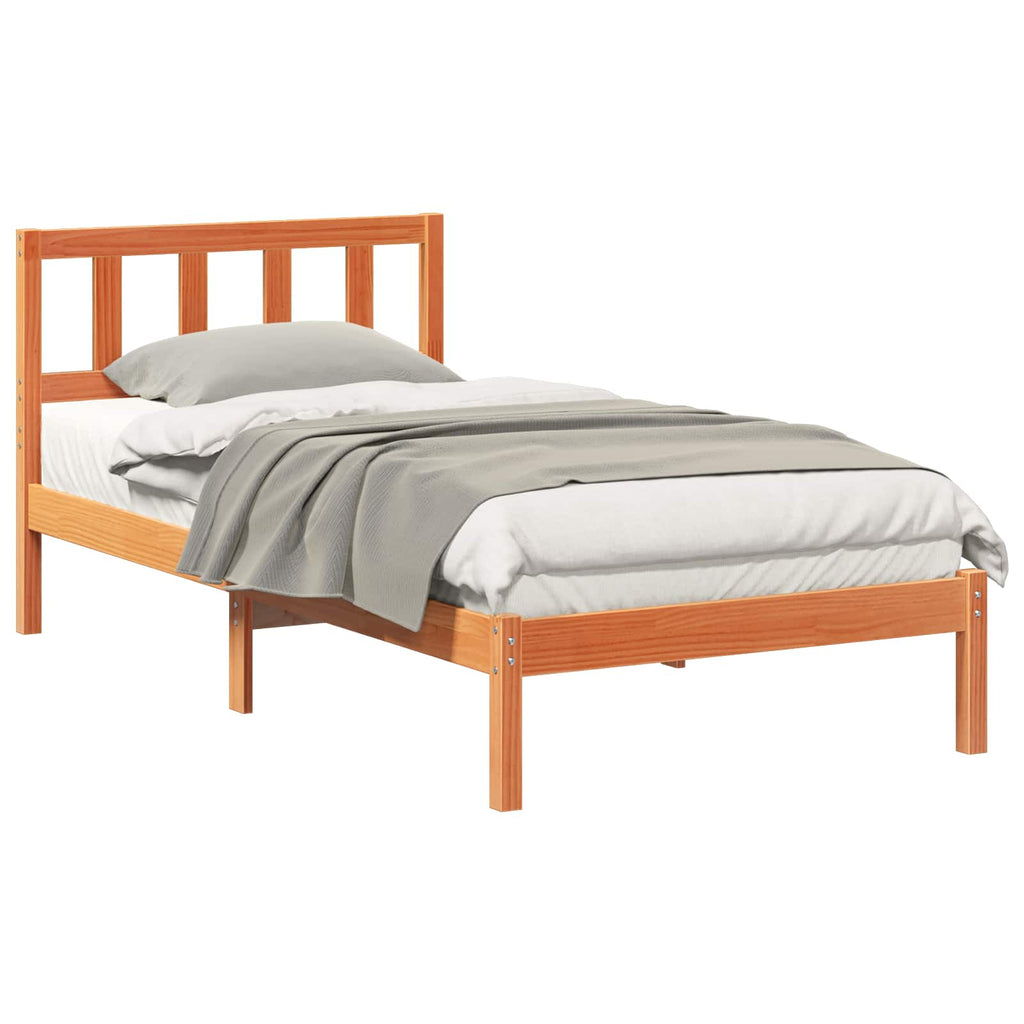 vidaXL Ramka łóżka Woskowy Brąz 90 x 190 cm Lite drewno sosnowe