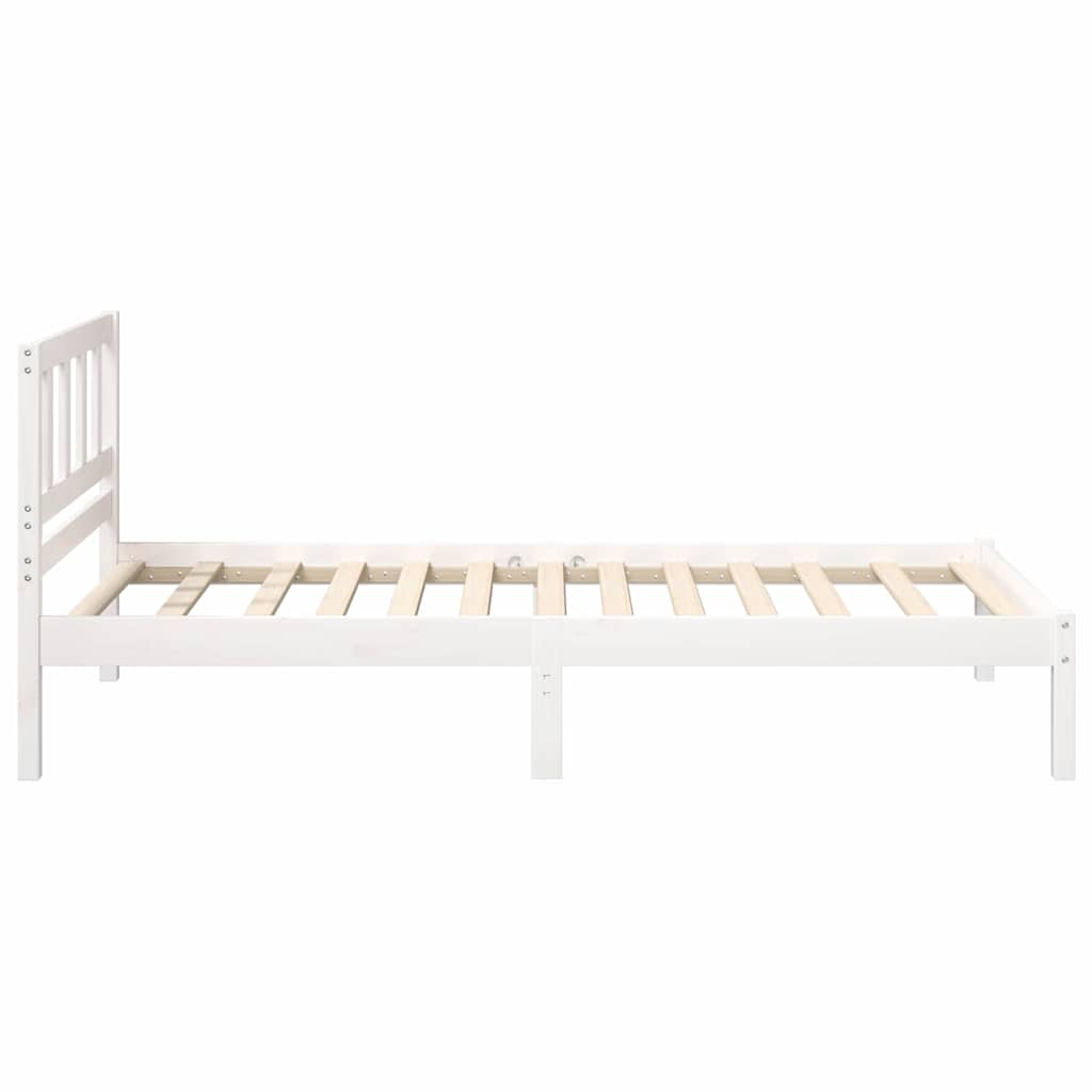 vidaXL Ramka łóżka Z zagłówkiem Biały 75 x 190 cm Lite drewno sosnowe