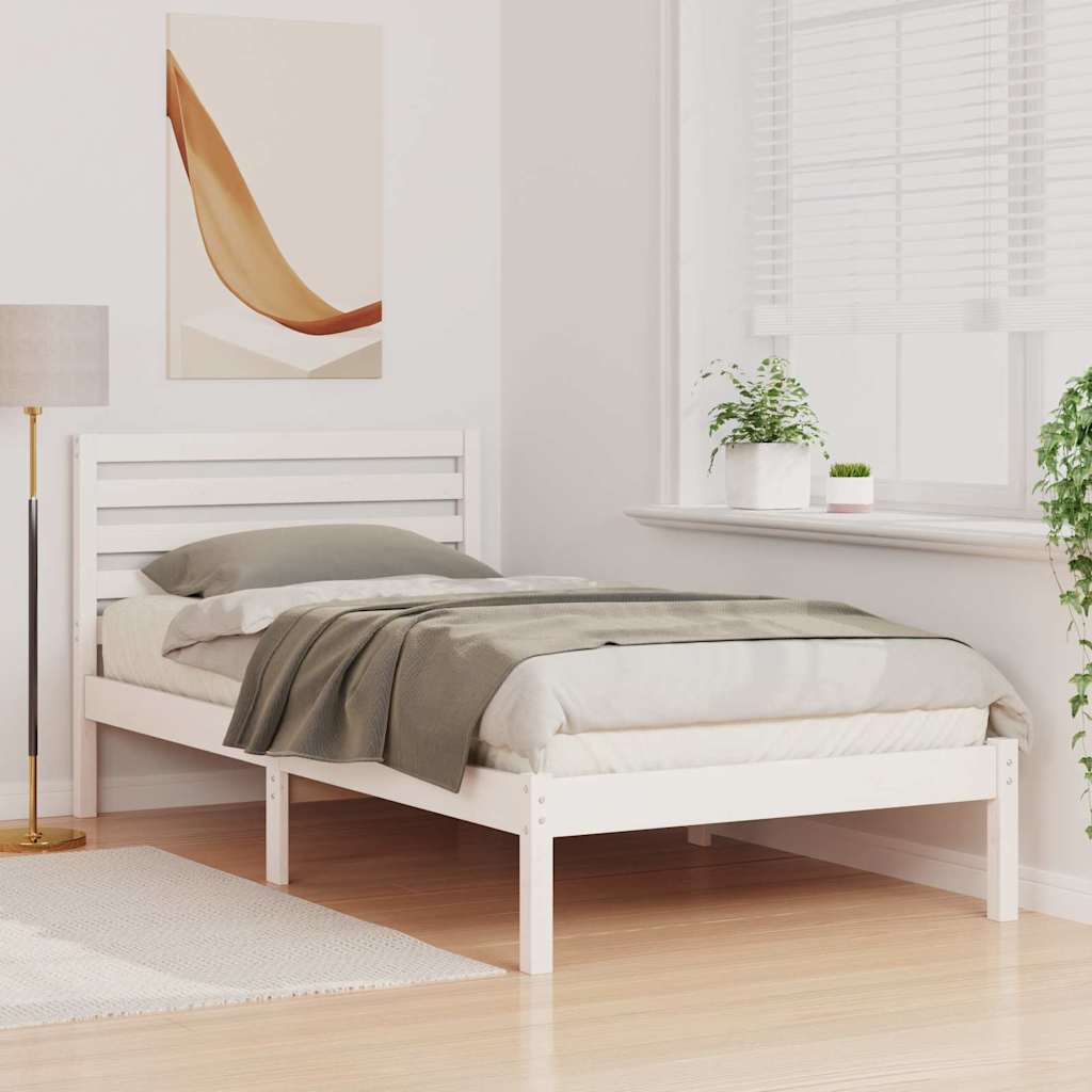 vidaXL Ramka łóżka Z zagłówkiem Biały 80 x 200 cm Lite drewno sosnowe