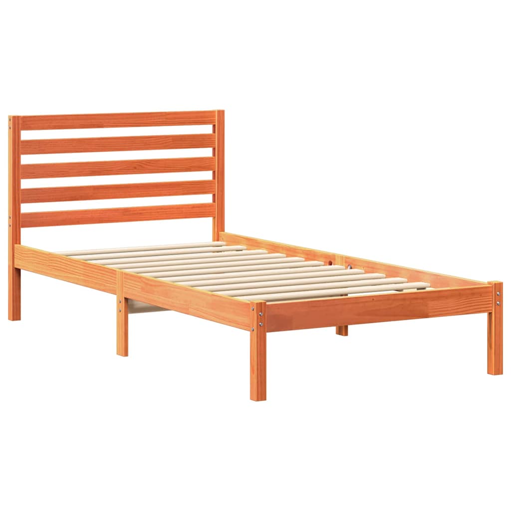 vidaXL Ramka łóżka Woskowy Brąz 80 x 200 cm Lite drewno sosnowe