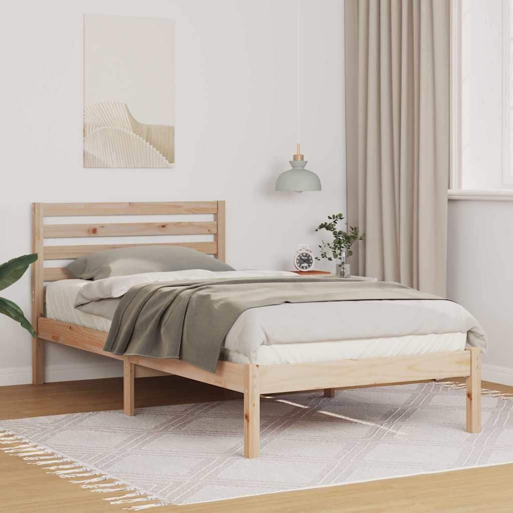 vidaXL Ramka łóżka Brązowy 90 x 200 cm Lite drewno sosnowe