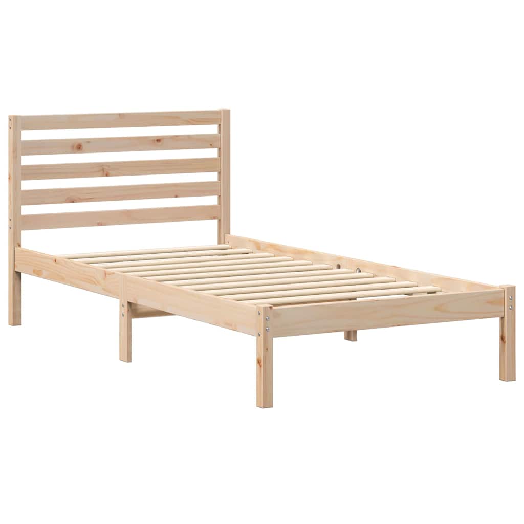 vidaXL Ramka łóżka Brązowy 90 x 200 cm Lite drewno sosnowe