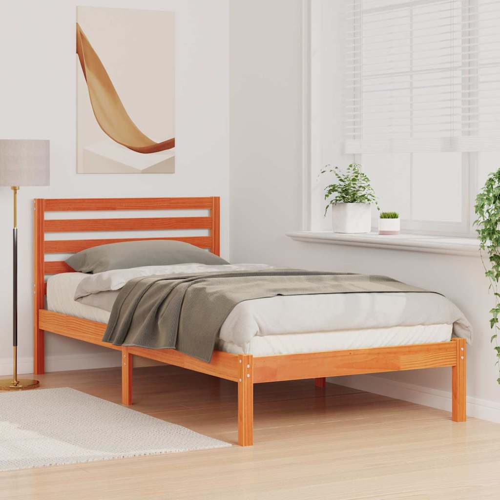 vidaXL Ramka łóżka Woskowy Brąz 90 x 200 cm Lite drewno sosnowe