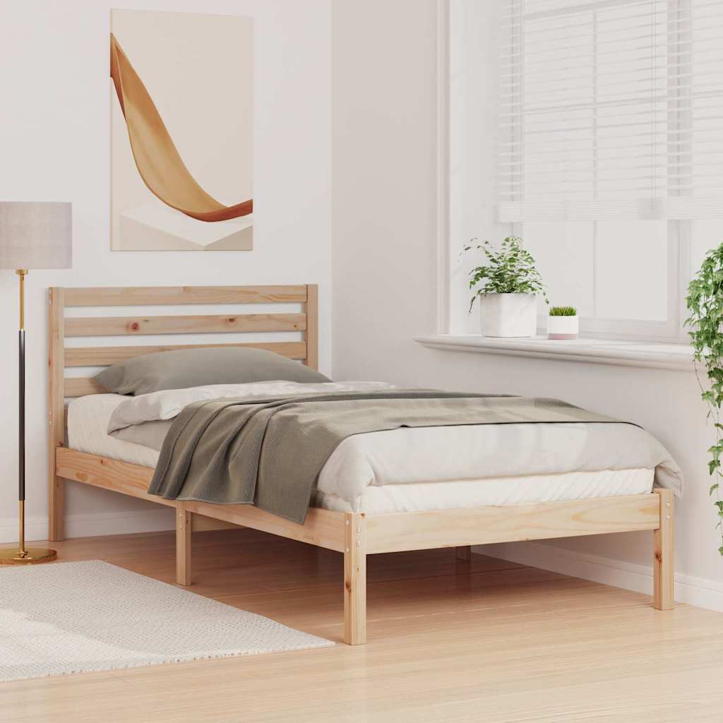 vidaXL Ramka łóżka Brązowy 90 x 190 cm Lite drewno sosnowe