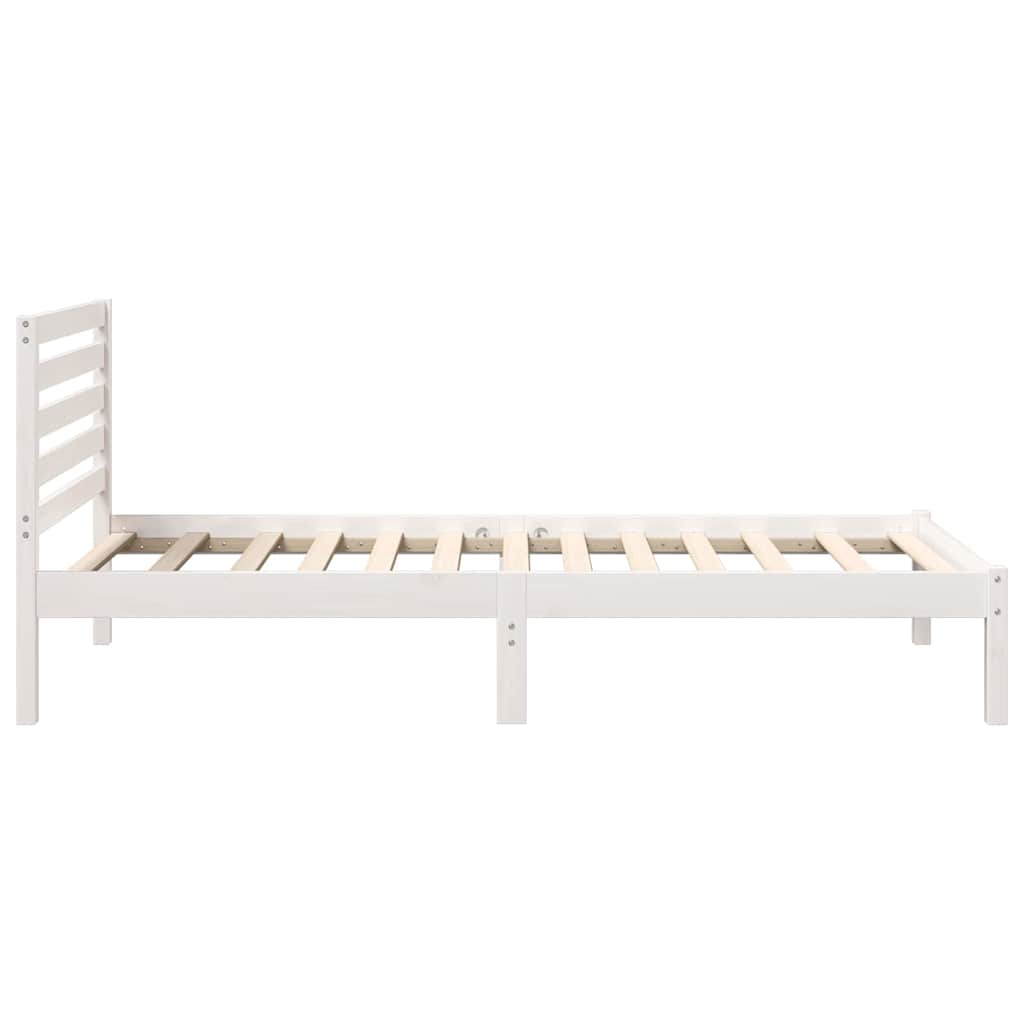 vidaXL Ramka łóżka Z zagłówkiem Biały 75 x 190 cm Lite drewno sosnowe