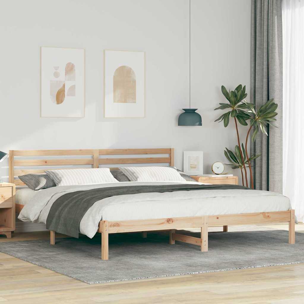 vidaXL Ramka łóżka Brązowy 200 x 200 cm Lite drewno sosnowe