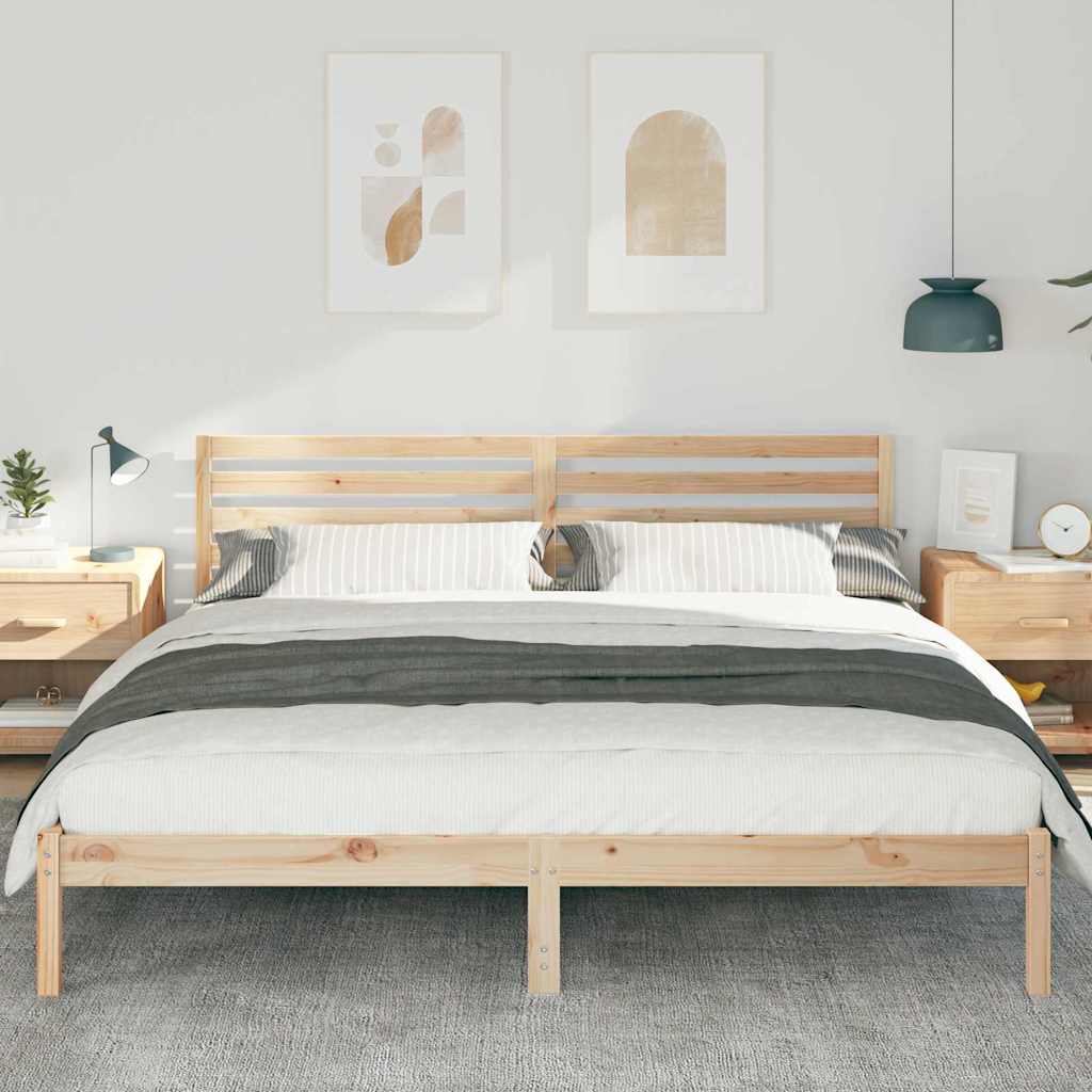 vidaXL Ramka łóżka Brązowy 200 x 200 cm Lite drewno sosnowe