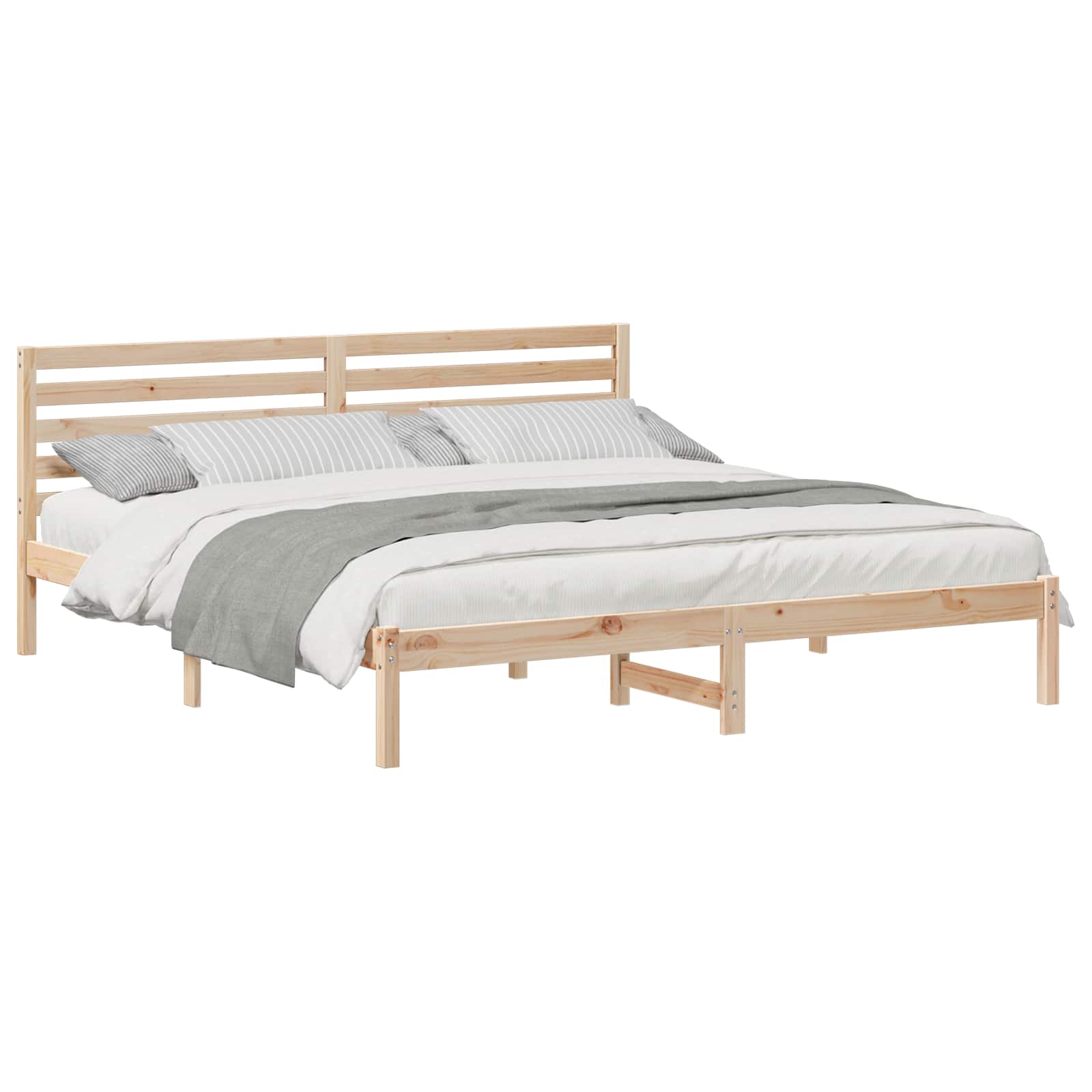 vidaXL Ramka łóżka Brązowy 200 x 200 cm Lite drewno sosnowe