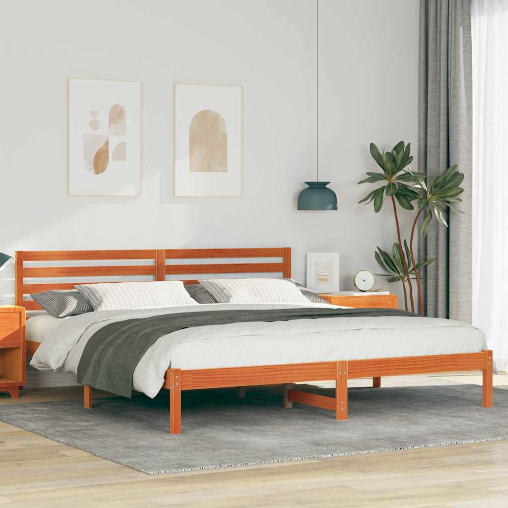 vidaXL Ramka łóżka Woskowy Brąz 200 x 200 cm Lite drewno sosnowe