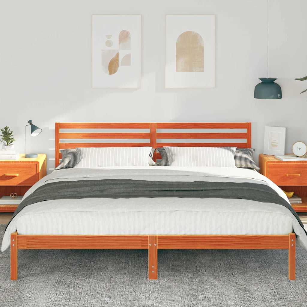 vidaXL Ramka łóżka Woskowy Brąz 200 x 200 cm Lite drewno sosnowe
