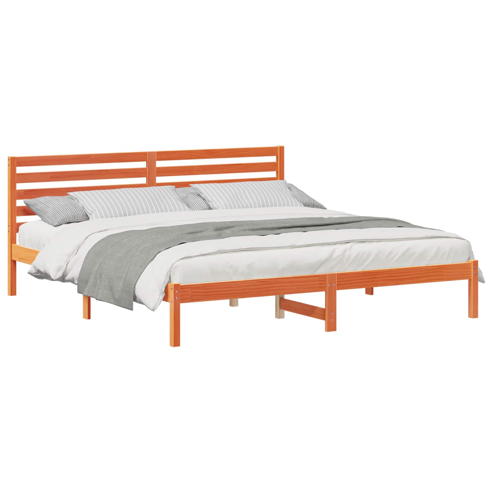 vidaXL Ramka łóżka Woskowy Brąz 200 x 200 cm Lite drewno sosnowe