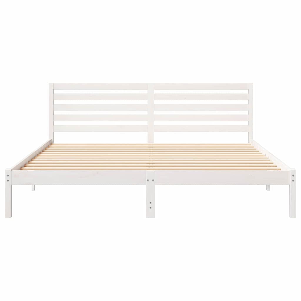 vidaXL Ramka łóżka Z zagłówkiem Biały 180 x 200 cm Lite drewno sosnowe