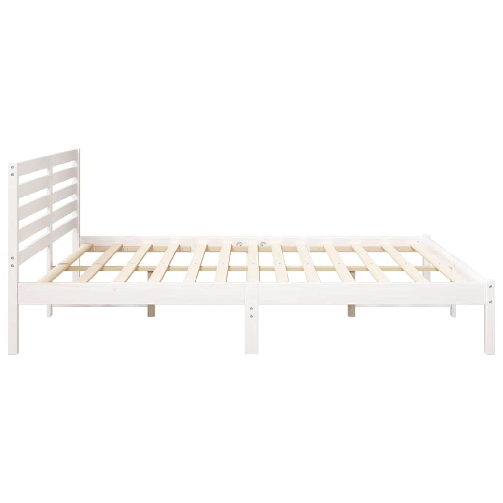 vidaXL Ramka łóżka Z zagłówkiem Biały 180 x 200 cm Lite drewno sosnowe