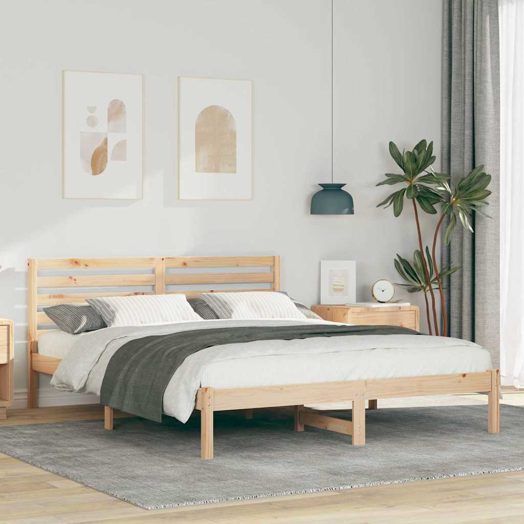 vidaXL Ramka łóżka Brązowy 150 x 200 cm Lite drewno sosnowe