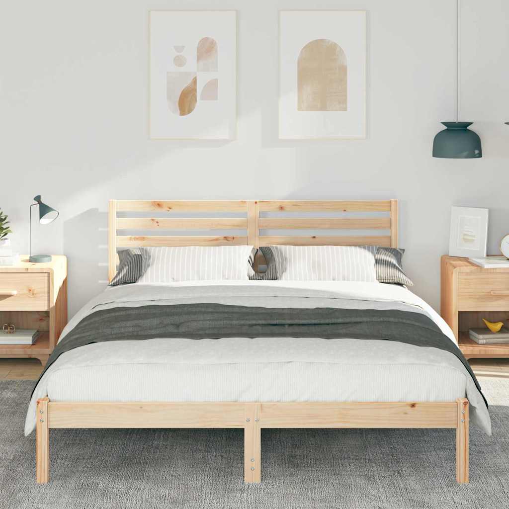 vidaXL Ramka łóżka Brązowy 150 x 200 cm Lite drewno sosnowe