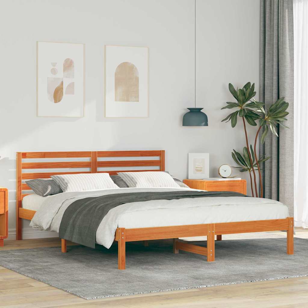 vidaXL Ramka łóżka Woskowy Brąz 150 x 200 cm Lite drewno sosnowe
