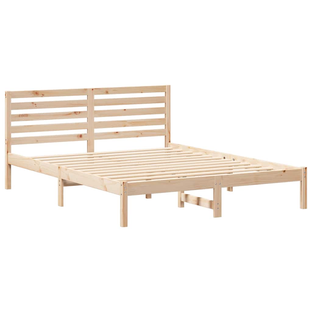 vidaXL Ramka łóżka Brązowy 140 x 200 cm Lite drewno sosnowe