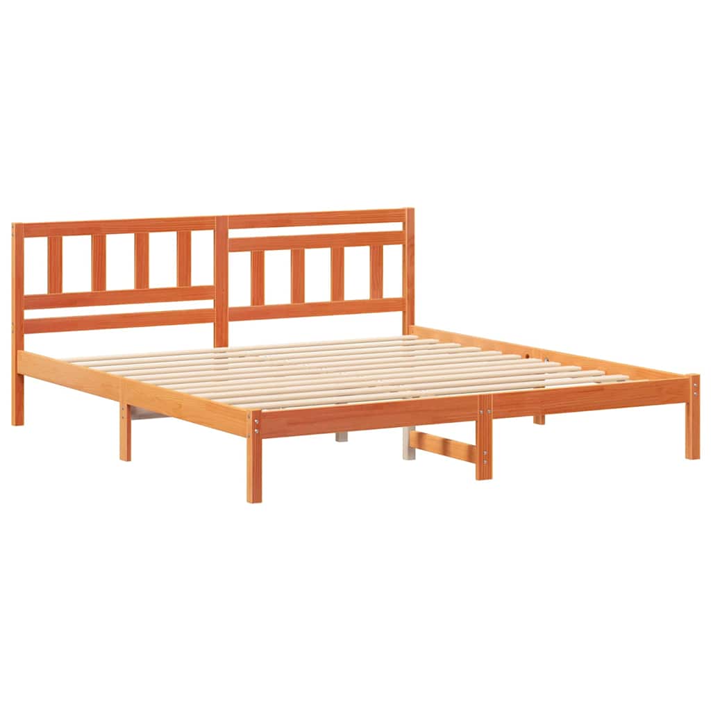 vidaXL Ramka łóżka Woskowy Brąz 140 x 200 cm Lite drewno sosnowe