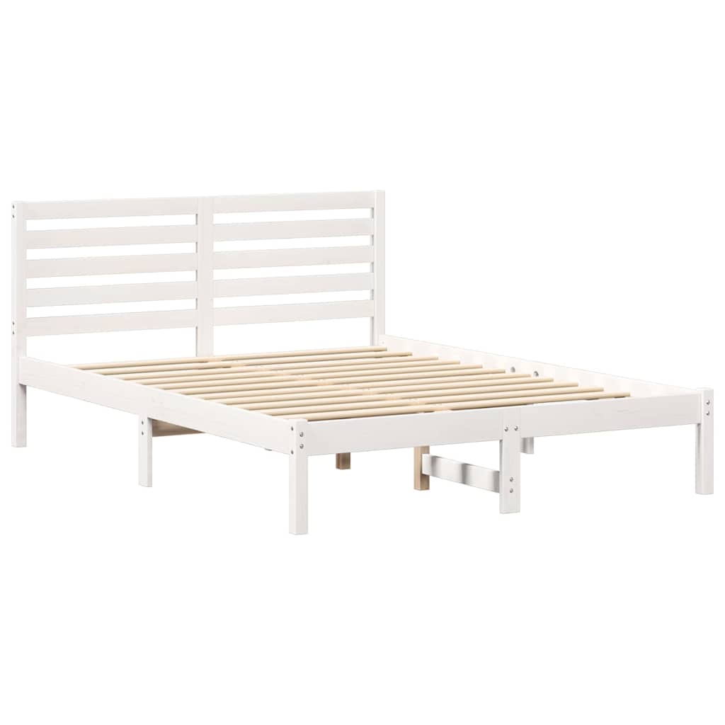 vidaXL Ramka łóżka Z zagłówkiem Biały 120 x 200 cm Lite drewno sosnowe