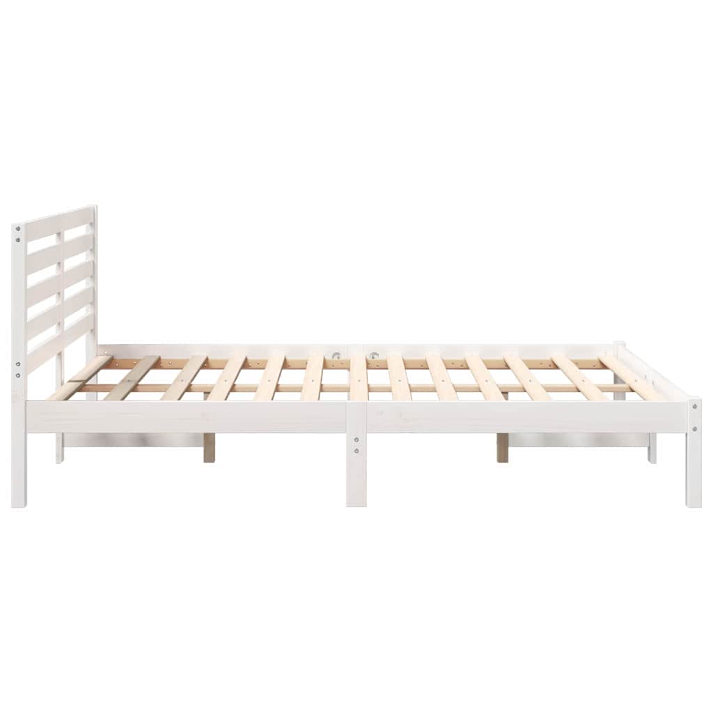 vidaXL Ramka łóżka Z zagłówkiem Biały 120 x 200 cm Lite drewno sosnowe