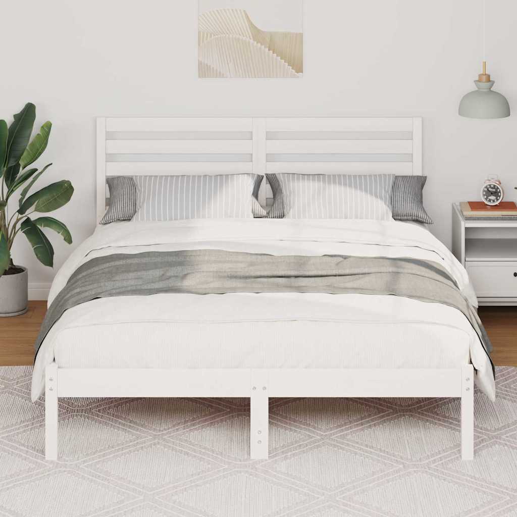 vidaXL Ramka łóżka Z zagłówkiem Biały 120 x 190 cm Lite drewno sosnowe