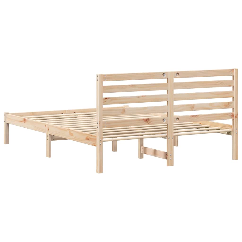 vidaXL Ramka łóżka Brązowy 140 x 190 cm Lite drewno sosnowe