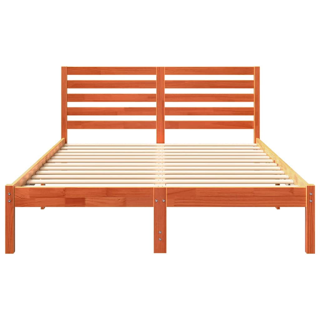 vidaXL Ramka łóżka Woskowy Brąz 140 x 190 cm Lite drewno sosnowe