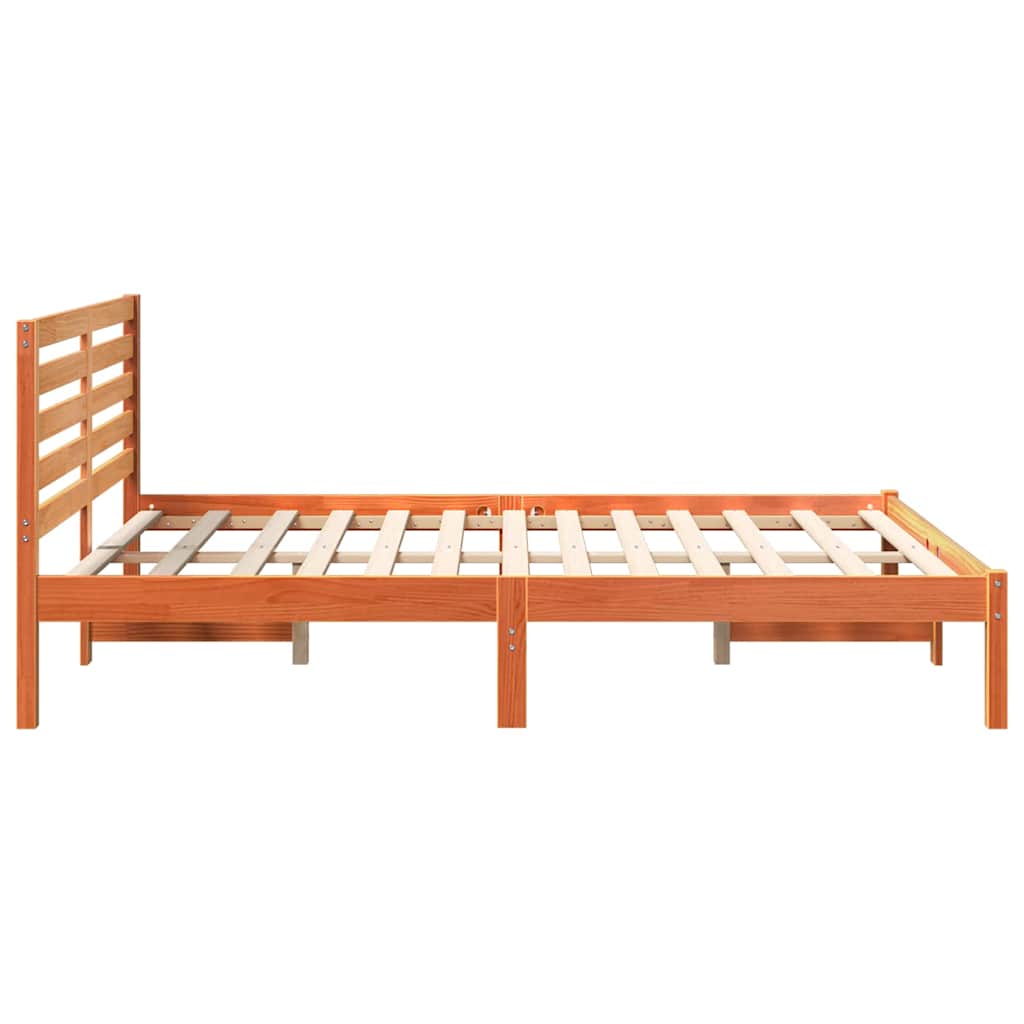 vidaXL Ramka łóżka Woskowy Brąz 140 x 190 cm Lite drewno sosnowe