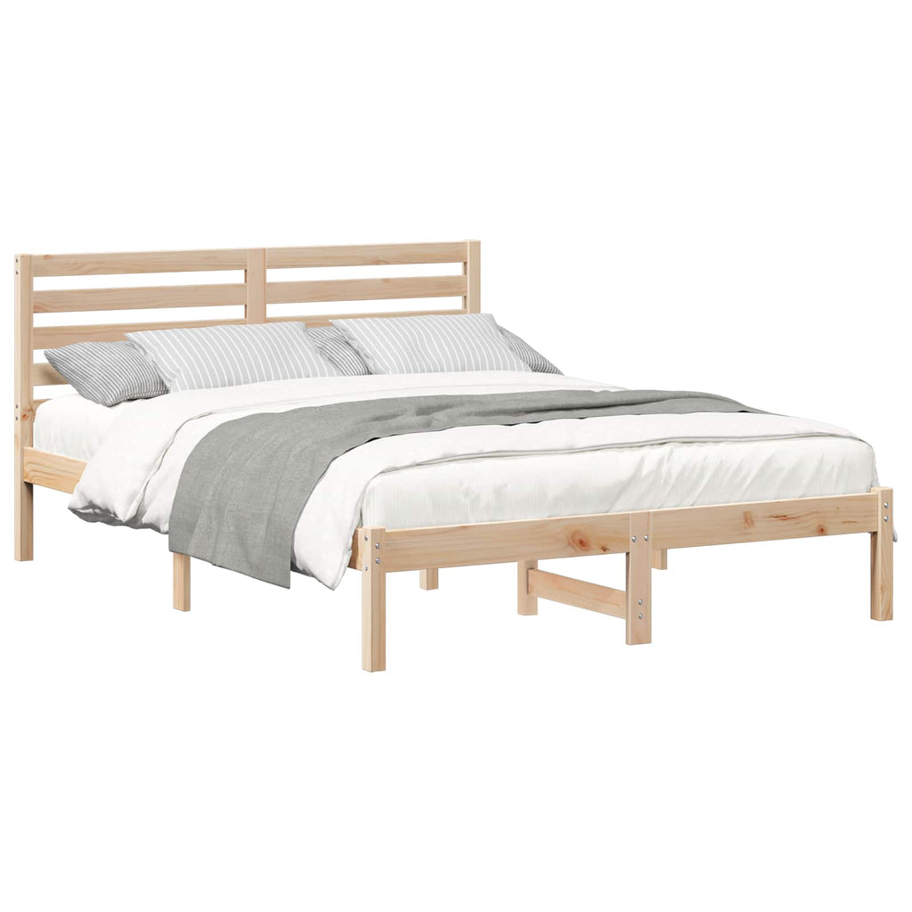vidaXL Ramka łóżka Brązowy 135 x 190 cm Lite drewno sosnowe