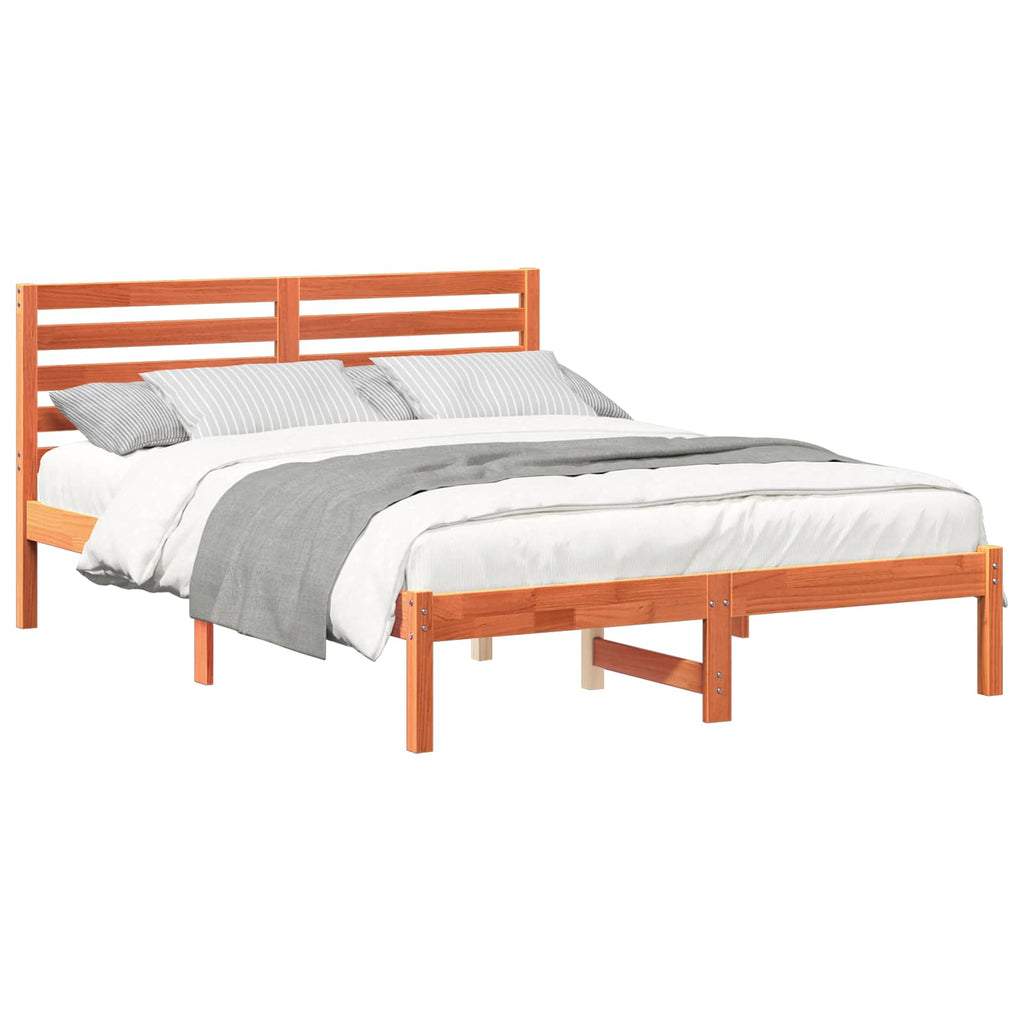 vidaXL Ramka łóżka Woskowy Brąz 135 x 190 cm Lite drewno sosnowe