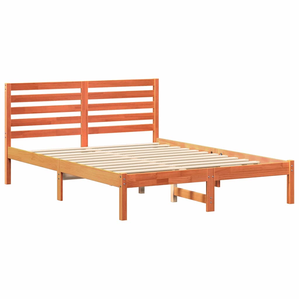 vidaXL Ramka łóżka Woskowy Brąz 135 x 190 cm Lite drewno sosnowe
