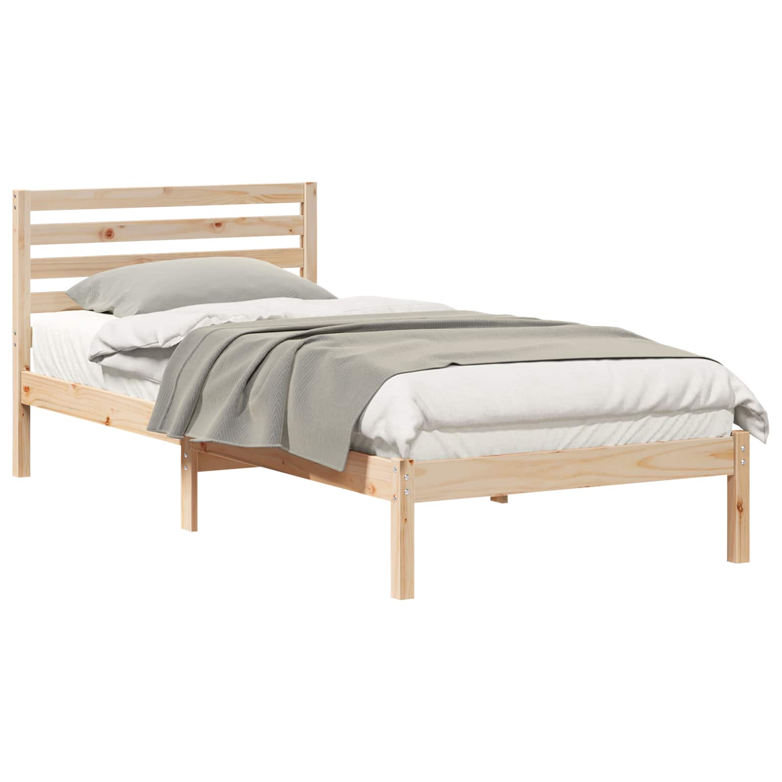 vidaXL Ramka łóżka Brązowy 80 x 210 cm Lite drewno sosnowe