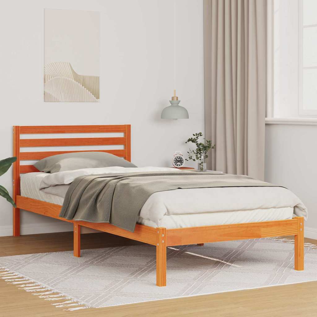 vidaXL Ramka łóżka Woskowy Brąz 80 x 210 cm Lite drewno sosnowe