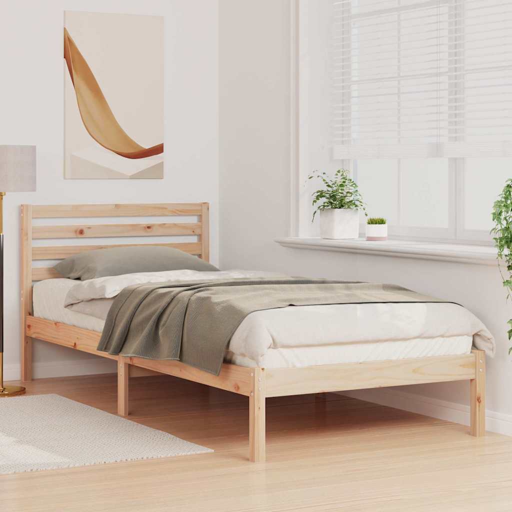 vidaXL Ramka łóżka Brązowy 90 x 210 cm Lite drewno sosnowe