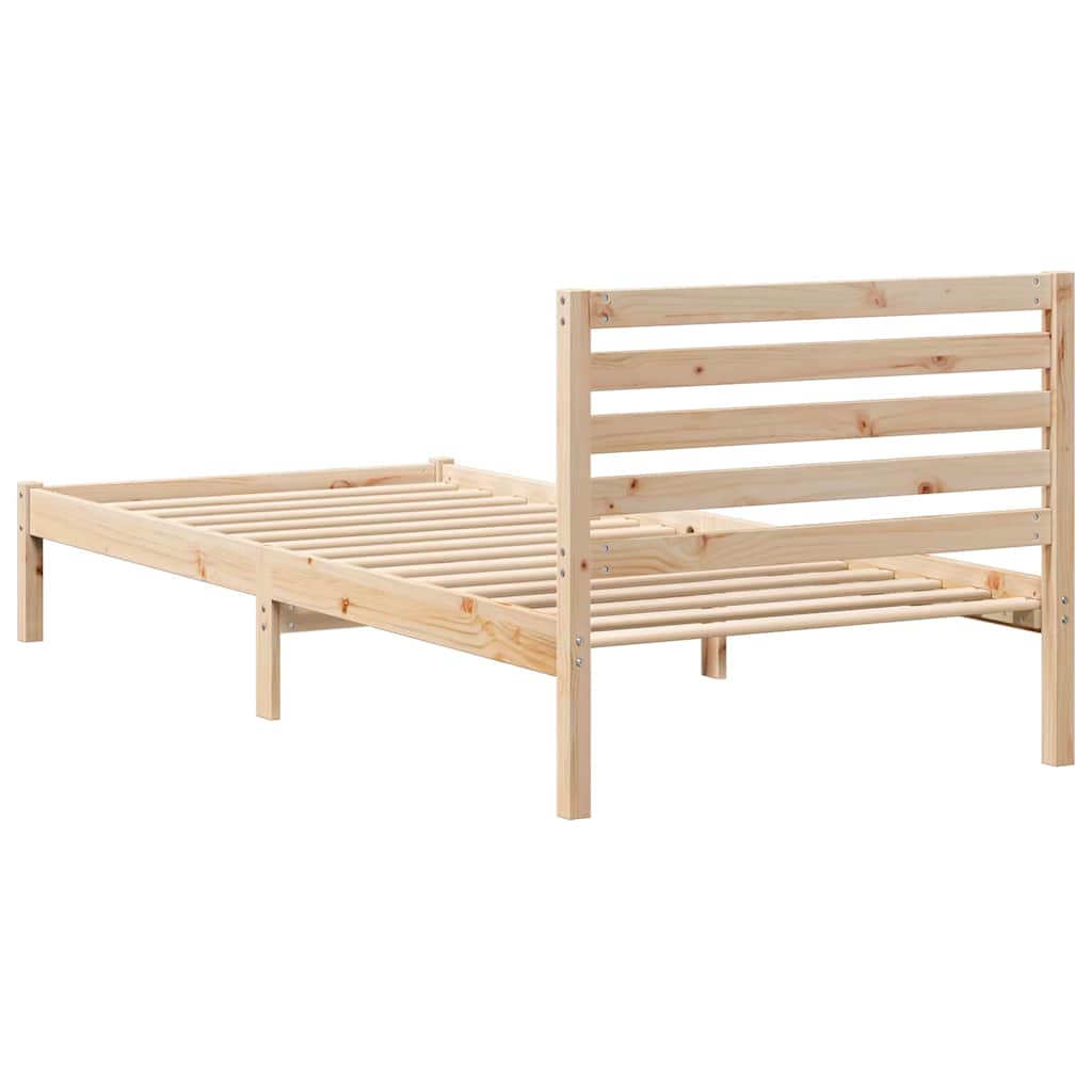 vidaXL Ramka łóżka Brązowy 90 x 210 cm Lite drewno sosnowe