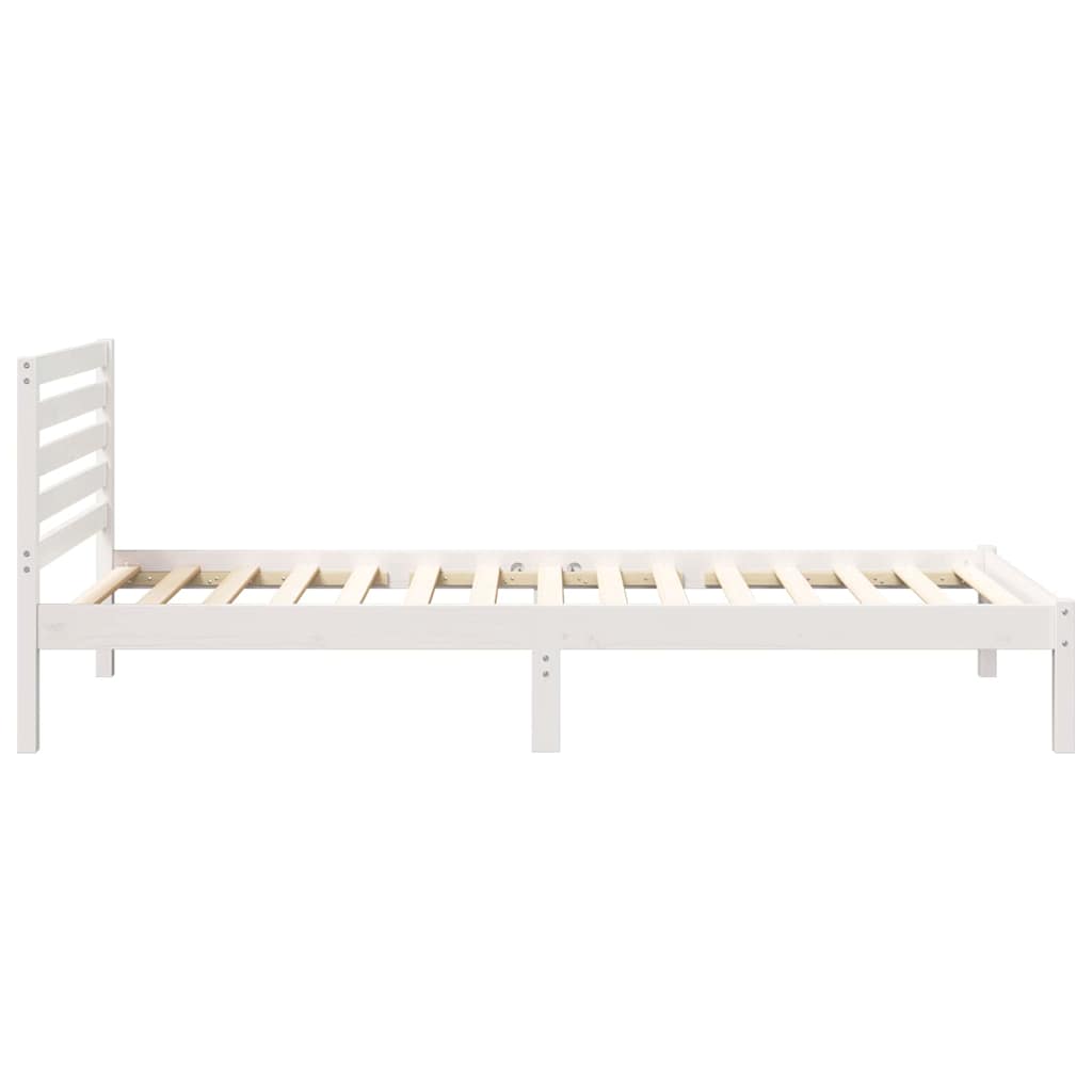 vidaXL Ramka łóżka Z zagłówkiem Biały 90 x 210 cm Lite drewno sosnowe